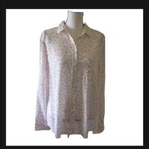 Beach Lounge Collection Heart Printed Button Down Shirt Top New